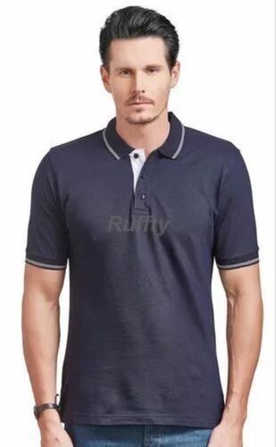 Mens Ruffty Polo T Shirt - Cotton, XXS-XXL, Black | Wrinkle-Resistant, Machine Washable, Stretchable Fabric, Comfortable Neckline, Reinforced Seams