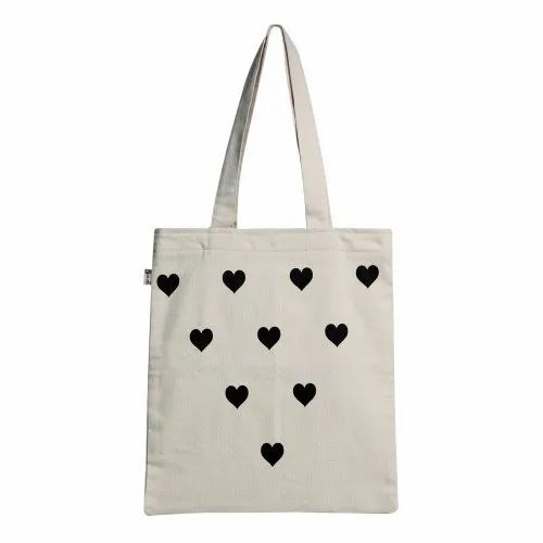 Printed Cotton Bag - 14x16 Inches, Natural Color with Loop Handle