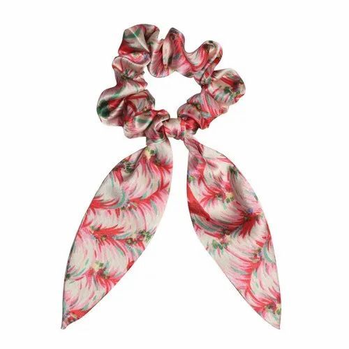 Printed Hair Scrunchies - Satin Material, Multicolor Design For Birthday Parties | Perfect Personal Accessories