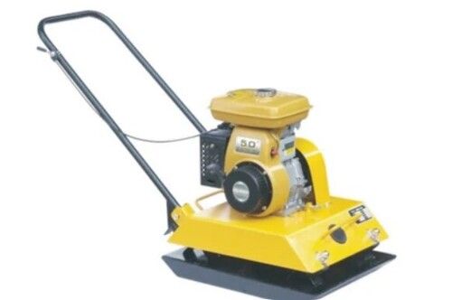 Vibratory Plate Compactor - Metal, 7 ft Height, Yellow Color, 50 Hz Vibration Frequency | Automatic Industrial Use