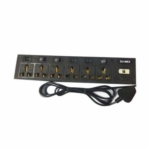 6 Socket Power Strip - Plastic, 6 Individual Switches, 250v 10a | Surge Protection, Space-saving Design, Durable Black Finish