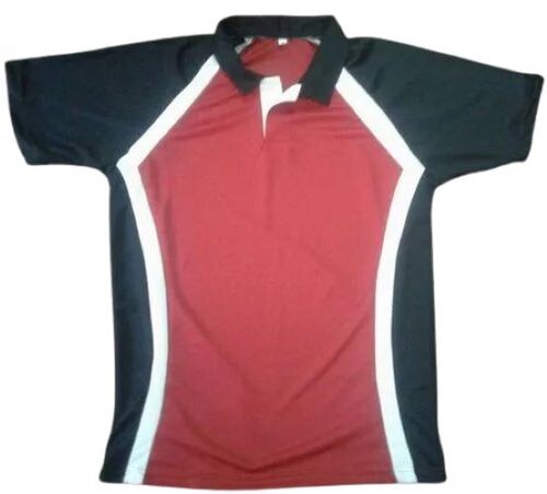 Collar Neck Sports T-Shirt - Polyester, Size M, S, XL, XS, XXXL, Red and Black | Premium Quality, Moisture-Wicking, Breathable, Lightweight, Stretchable, Durable Stitching, Short Sleeves, Athletic Style, Quick-Drying