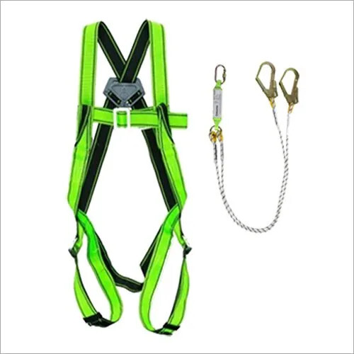 Full Body Safety Belt Harness - Durable Materials, Adjustable Straps for Customized Fit, Green Color, Includes D-Rings for Lanyard Attachment