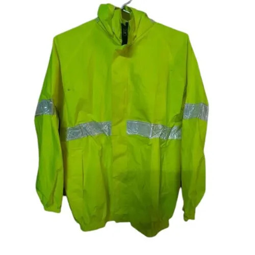 Green Polyester Full Sleeve Reflective Safety Jacket - Medium Size, Unisex Design for All-Season Use