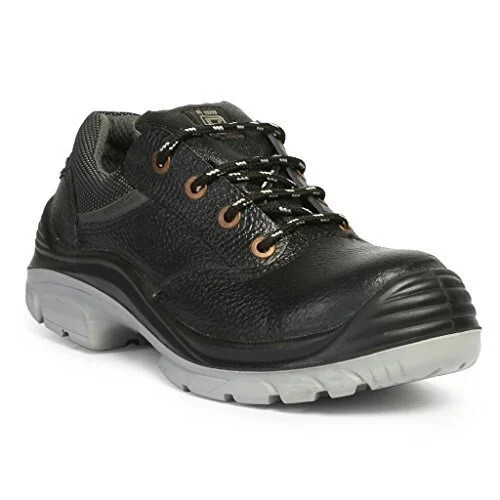 Leather Safety Shoes - Size 8, Black | Durable Leather, Steel Toe Cap, Slip-Resistant Sole, Water-Resistant Design, Padded Collar for Comfort