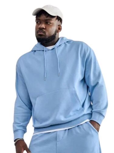 Men's Premium Woolen Plain Hoodie - XXS to XL Sizes, Blue Color | Non-Toxic, Quick Dry, Anti UV, Long Sleeves, Relaxed Fit, Breathable Casual Wear