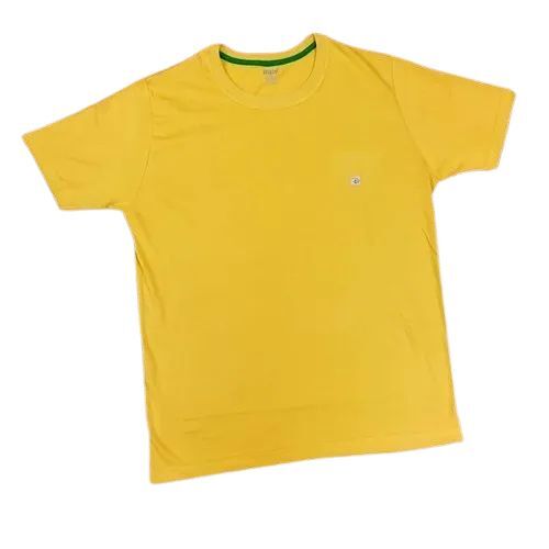 Mens Yellow Round Neck T Shirt