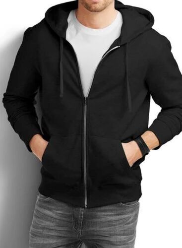 Mens Zipper Hoodie - Fleece Material, Size M/L/XS/XXL, Black | Premium Quality, Trendy Design, Unique Prints, Breathable Fabric, Anti-UV Protection, Quick Dry, Durable Stitching