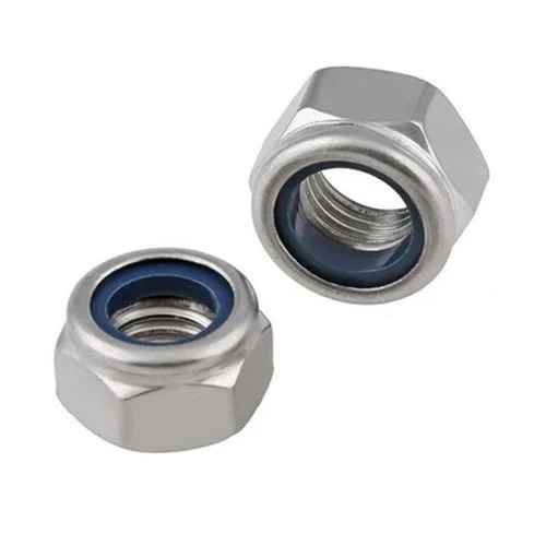 Mild Steel Hex Nylock Nut - Durable, High Strength, Corrosion Resistant | Rust Free, Polished Surface, Silver-Grey Finish for Commercial Use