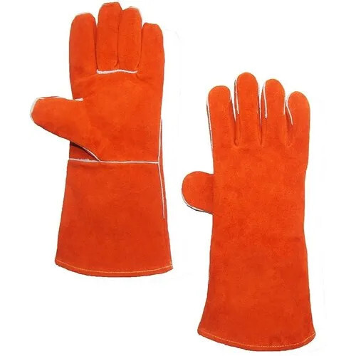 Orange Leather Welding Gloves