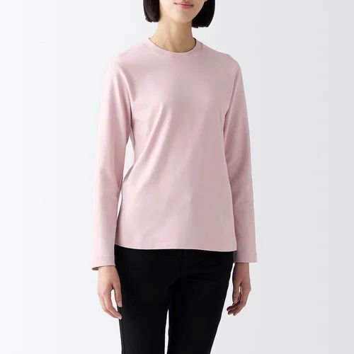 Oversized Cotton T-Shirts - Premium Quality, Soft Breathable Fabric, Trendy Casual Look, Long Sleeves, O-Neck Style, Available in Pink, Sizes XS to XXXL