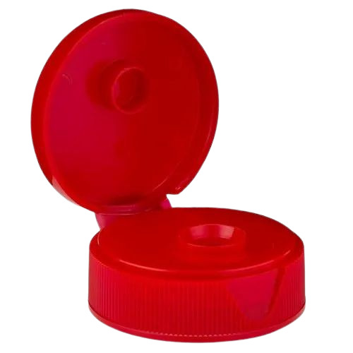 Plastic Flip Top Cap - 19 mm Red, Durable Plastic Bottleneck Screw Cap | Fine Finished, Very Good Quality, Round Shape, Plain Pattern for Sanitizer Bottles