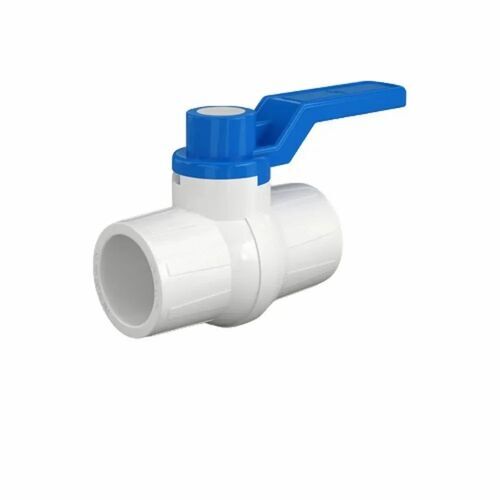 Pvc Screwed End Ball Valve - PVC Material, 1/2 Inch Size, White Color, Medium Water Pressure | Industrial Usage, Durable Plastic Design
