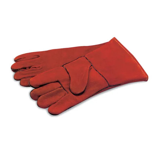Red Leather Welding Gloves - Heat-Resistant Leather, 6 Inch Extended Cuffs, Full Fingered Design | Tear-Resistant, Comfortable Fit for High-Heat Tasks