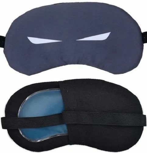 Sleeping Eye Mask - Cotton, Free Size, Grey Color, Printed Pattern | Lightweight, Smooth Fabric, Suitable for All Ages, External Use