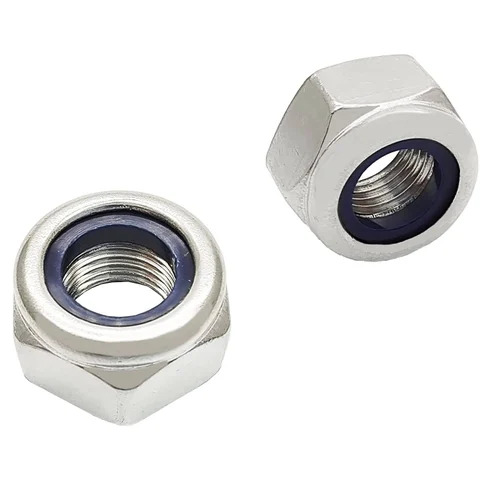 Stainless Steel Nylon Lock Nut - High Strength, Polished Surface | Corrosion Resistant, Rust Free, Silver and Grey Color, Durable for Commercial Usage