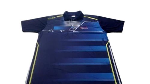 Premium Quality Quick-dry Breathable Polyester T-shirts - Black And Blue, All-over Print Capability, Fade-resistant Prints, Short Sleeve O-neck Design