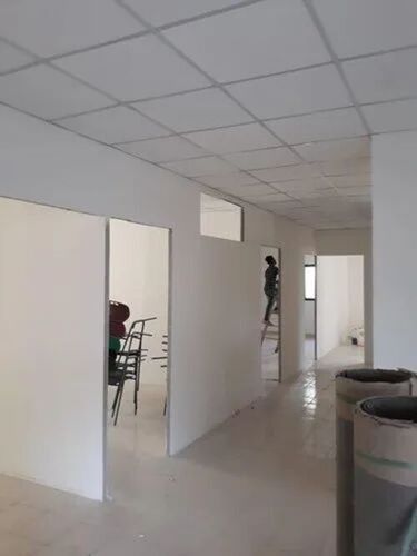 Gypsum Partition - 12 Mm Thickness, Fiber Material, White Color | Acid Resistant, Durable, Easy To Clean, Eco-friendly, Fireproof Standard, Moisture Proof, Rust Proof, Washable, Water Resistant