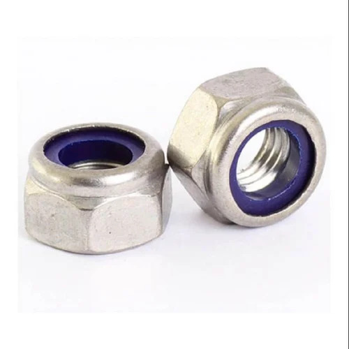 Stainless Steel Hex Nylock Nuts - High Strength, Corrosion Resistant, Rust Free, Polished Silver Finish