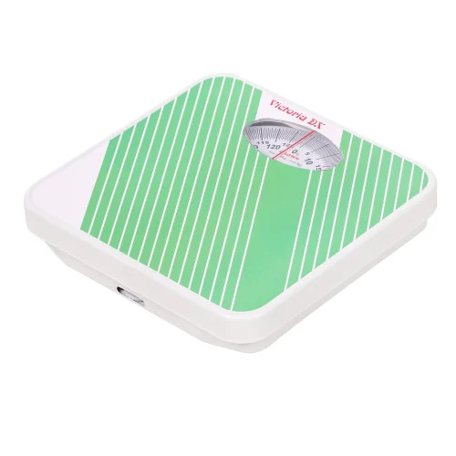 Personal Weighing Scale - 100 Kg Capacity, 300 mm x 300 mm x 50 mm , Steel Material, Green & White Analog Display, 500 g Accuracy