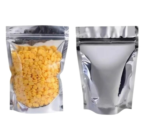 Stand Up Zipper Pouch - Aluminium Foil, 50g to 2000g Size, Silver Color | Food Grade, Plain Pattern, Zipper Closure