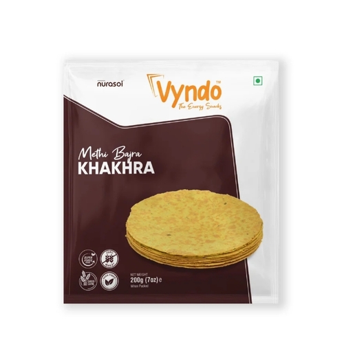 Bajra Methi Khakhra - 200 gm Gluten-Free Lentil Snacks, Crispy Texture with Spicy Flavor, High Protein Content, Hand Made, Quick Preparation