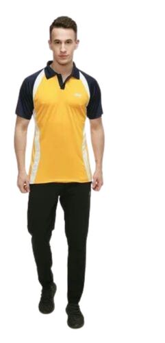 Designer Sports T Shirt - Moisture-Wicking Cotton Blend XXS to Plus Size Yellow and Black | Crew Neck Slim Fit Breathable Soft Stretchable