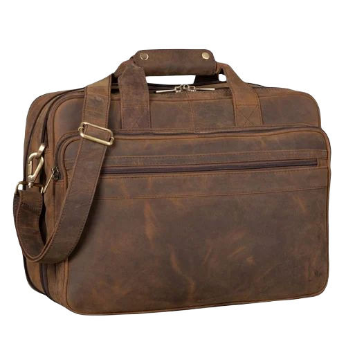 Genuine Leather Laptop Bag - 17 Inch, Brown | Polished Finish, High Grip, Easy to Carry Design, Unisex Style