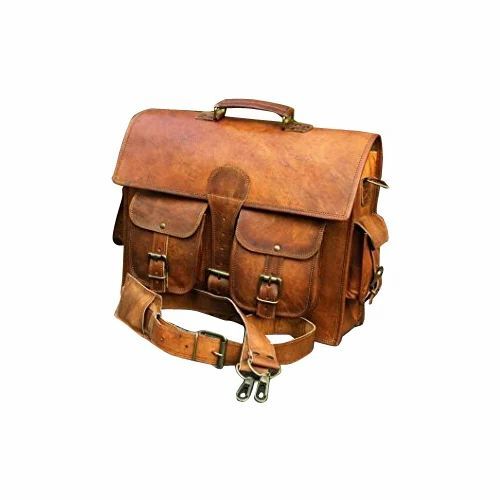 Leather Messenger Bag - Vintage Leather 11x15x4 Inch Dark Brown | Polished Finish Durable and Comfortable Attractive Design Over Flap with Buckle Closure Warranty Included