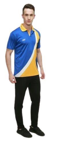 Premium Cotton Mens T Shirt - Xxs To Xl Size | Moisture-wicking, Soft Texture, Stretchable Material, Graphic Prints, Casual Style, Lightweight Design, Durable Stitching, Tag-free Comfort, Fade Resistant, Blue And Yellow