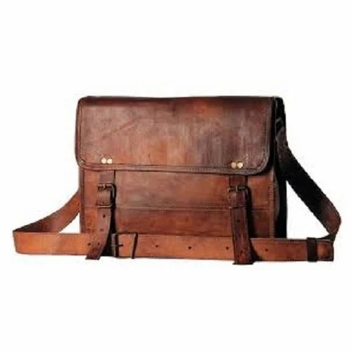 Messenger Leather Bag - Vintage Leather, Customized Size, Dark Brown | Attractive Design, Durable and Comfortable, Polished Finish