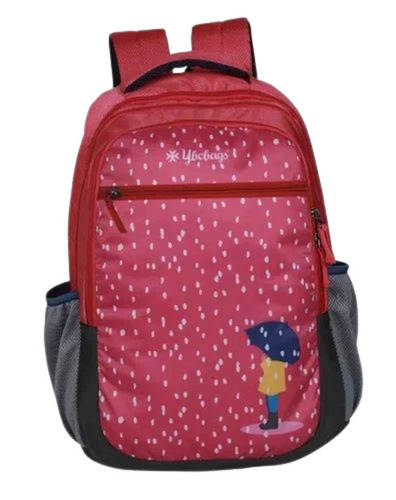 Nylon School Bag - Standard Size, Red Color | Very Good Quality, Long Lasting, Washable, Moisture Proof, Attractive Design, Shoulder Length Handle