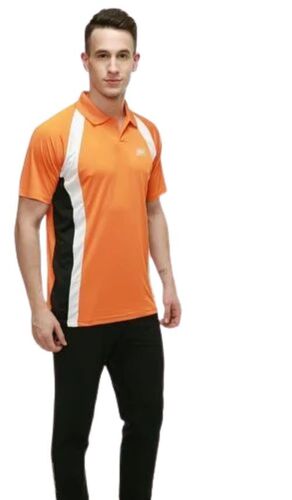 Stylish Sports T Shirt - 100% Polyester, XXS-XXXL Sizes, Orange Color | Moisture-Wicking, Soft Texture, Stretchable, Lightweight Design, Durable Stitching