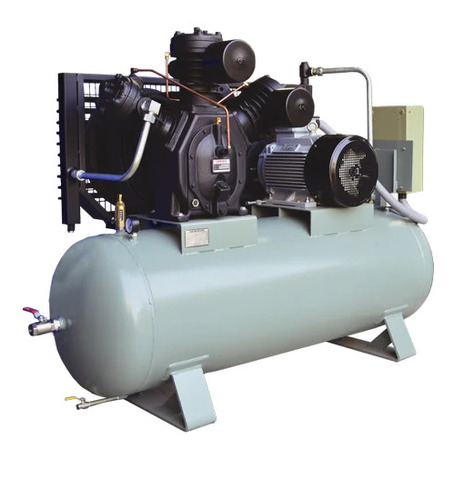 Reciprocating Air Compressor - 20 HP, 501-1000 cfm Flow Rate | Air Cooled, Gray & Black Finish, 220-500 L Tank Capacity, 30 kg Pressure