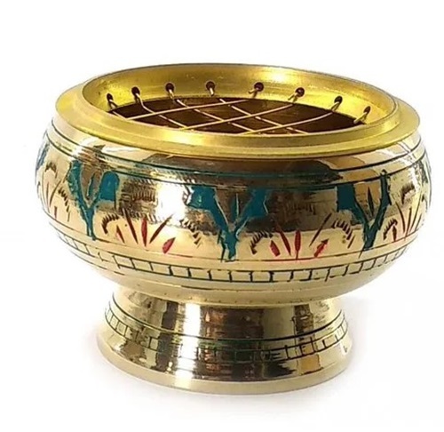 Brass Rose Bowl - Embossed Multicolor Round Flower Vase 2"/3"/4" | Material: Brass, Theme: Floral Design, Ideal for Elegant Decor