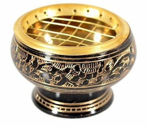 Brass Rose Bowls - Embossed Metal Finishing Vase, Round Black Flower Design, Sizes: 2"/3"/4" | Multi-Color, Crafted from Durable Brass