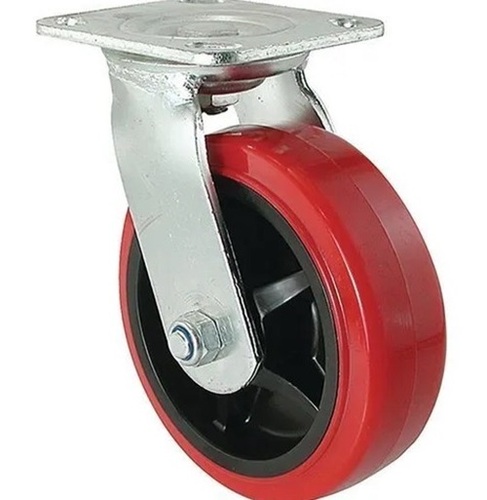 Caster Wheels - PU Material, Custom Size and Diameter, Red Color | Industrial Use, All Sizes Available