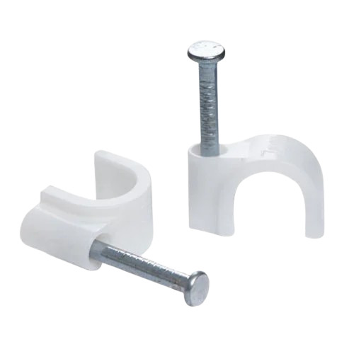 Circle Cable Nail Clip - HDPE Material, 12mm Size, White Color | Versatile for Offices, Houses, and Hospitals