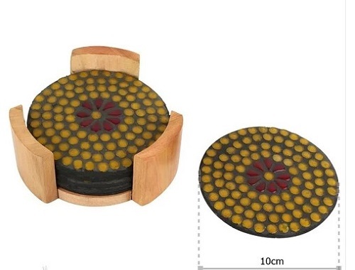 Coaster With Wood Stand - Wooden, Various Sizes, Glossy Finish, Comes in Various Colors | Easy to Clean, Lightweight, Perfect for Gifting