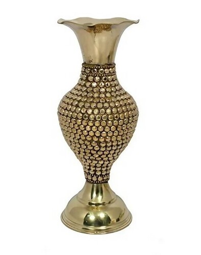 Type-Metal Flower Vase - Medium Bottle Shape, Glossy Finish, Modern Design | Elegant Gold Brass Decor