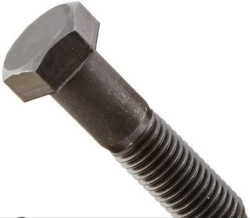 Full Thread EN8 Hex Bolt - EN8 Material, Full Thread Design, Black Color, Corrosion Resistant, High Strength, Polished Surface Treatment | Commercial Use, Durable Performance