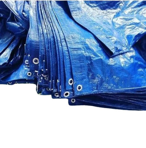 Industrial Tarpaulin Sheet - HDPE Coated, PE Laminated, GSM 150, Waterproof, Blue Color, Woven Design, Plain Style, Suitable for Industrial Use