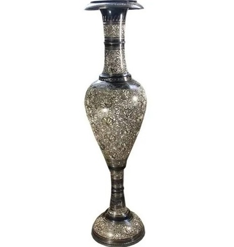 Kashmiri Flower Vase - Brass, Large, Black-Gold | Customized Design
