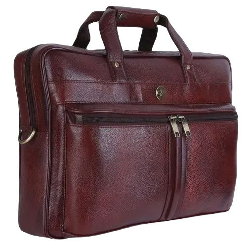 Laptop Leather Bag - Leather Material, 15 Inch Size, Brown Color | Polished Finish, Easy To Carry, High Grip Design, 1 Year Warranty, Zipper Closure, Attractive Plain Style