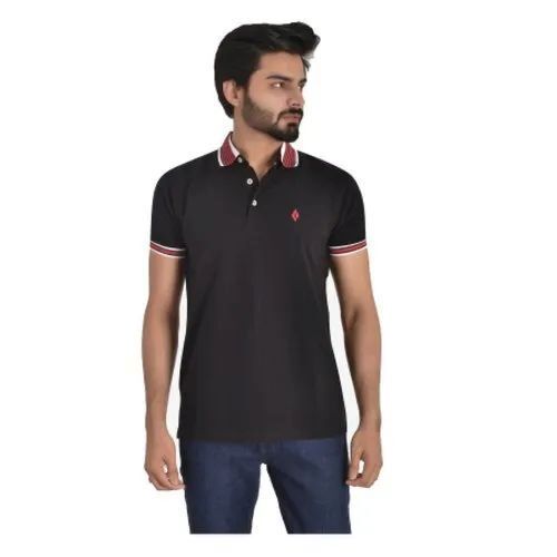 Premium Cotton Black Polo T-Shirt - Size S, M, XL, XXXL | Moisture-Wicking, Anti-Odor Technology, UV Protection, Customizable Options, Seasonal Prints, Reflective Accents, Embroidered Logos, Contrast Stitching, Thermal Regulation