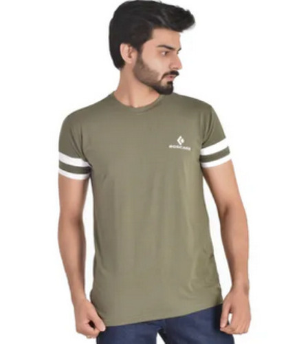 Olive Green Casual O-Neck T-Shirt - Premium Quality Cotton Blend , Relaxed Tailored Fit , Eco-Friendly Fabric , Short Sleeves