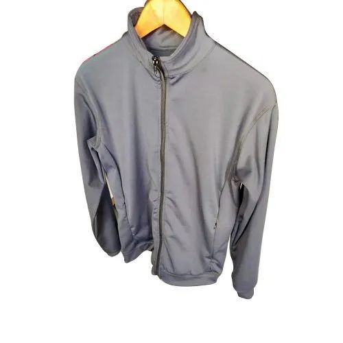 Men's Premium Quality Grey Polyester Jacket - Insulated Lining, Adjustable Hood, Windproof Design, Breathable Material, Zipper Closure, Quick Drying, Elastic Cuffs, Durable Stitching