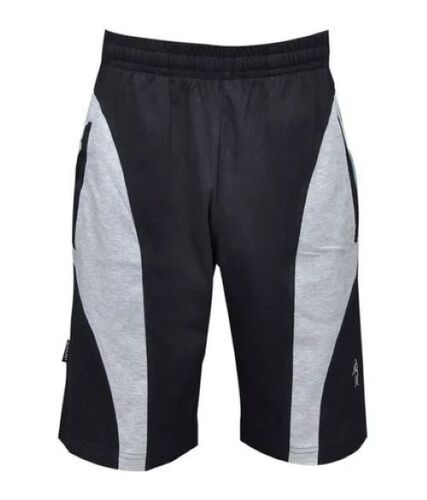 Mens Stretchable Sports Shorts - Polyester Material Black and White Color | Elastic Waistband Breathable Moisture-Wicking Quick Drying Mesh Panels