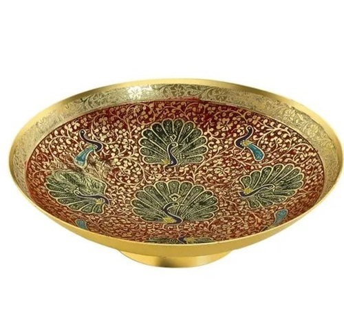 Metal Brass Fruit Bowl - Size 6"/8"/10" , Round Multi Color Decorative Bowl with Lacquer Finish, Ideal for Home Decor