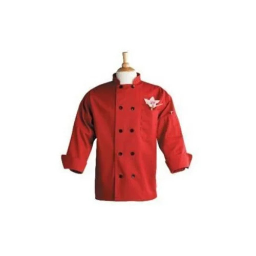 Red Waiter Uniform - Polyester, Medium Size | Vibrant Red Color, Long Sleeve, Tailored Fit, Comfortable and Breathable Fabric Ideal for Catering Services